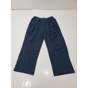 Sarin Mathews Womens Pants Lounge Yoga Super Soft Stretch Pockets Ruched Blue S